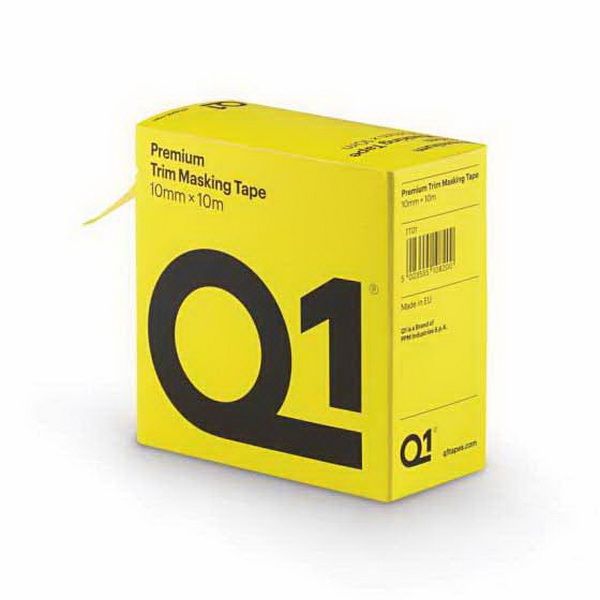 Q1 Products TT01 Premium Self-Adhesive Trim Masking Tape, 10 m, 10 mm THK, Sun Yellow — view 2