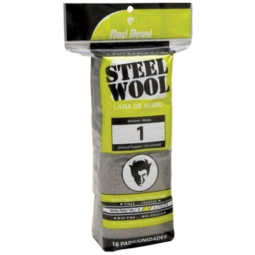 Red Devil 0314 General Purpose Abrasive Wool, #1, Medium Grade, Steel