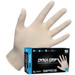 SAS® Dyna Grip® 650-1001 Disposable Gloves, Small, Natural Rubber Latex, White