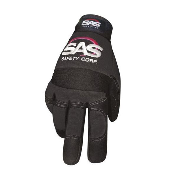 SAS Safety MX Impact 6713 High Performance Mechanic's Gloves, Large, Breathable Stretch Nylon, Black