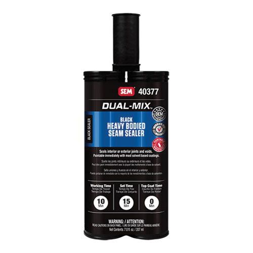 Dual-Mix™ 40377 Heavy Bodied 2-Component Seam Sealer, 7 oz Cartridge, Liquid, Black, 1 hr at 70 deg F Curing