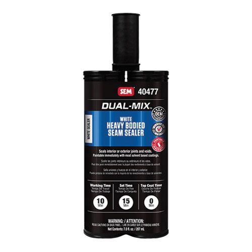 Dual-Mix™ 40477 Heavy Bodied 2-Component Seam Sealer, 7 oz Cartridge, Liquid, White, 1 hr at 70 deg F Curing