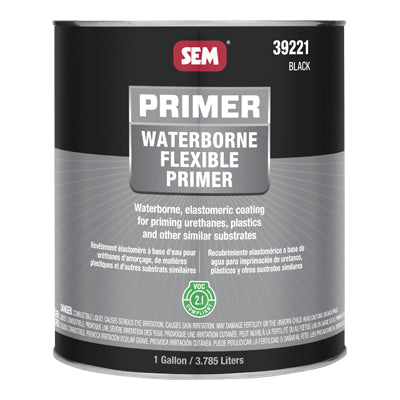 SEM 39221 Waterborne Flexible Primer, 1 gal Can, Black, RTU Mixing