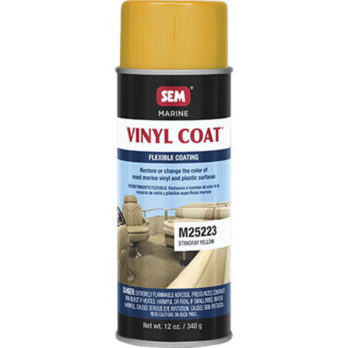 SEM Vinyl Coat M25223 Flexible Coating, 16 oz Aerosol Can, Stingray Yellow, 24 hr Curing, Aerosol