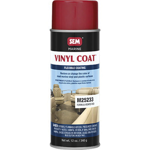 SEM Vinyl Coat M25233 Flexible Coating, 16 oz Aerosol Can, Formula Boats Red, 24 hr Curing, Aerosol