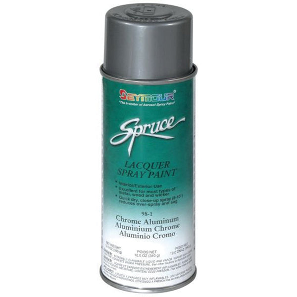 SEYMOUR® Spruce® 98-1 Fast Drying Metallic Spray Paint, 16 fl-oz Aerosol Can, Aluminum, 15 sq-ft Coverage
