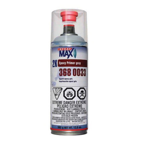 SprayMax® 3680033 2K Epoxy Primer, 13.3 oz Aerosol Can, Matte Gray, 1.2 to 2.4 sq-ft/gal Coverage