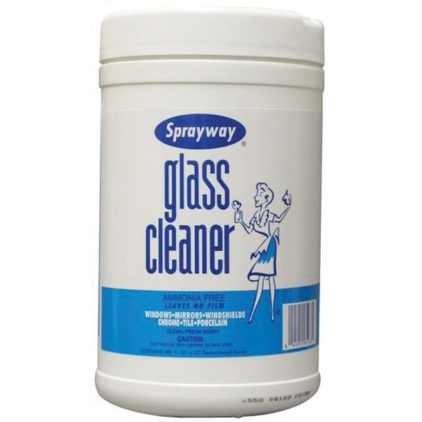 Sprayway, Inc. Sprayway SW933 Glass Cleaner Wipes, 40 Wipes Tub, Liquid, Premoistened Towel, Cellulo