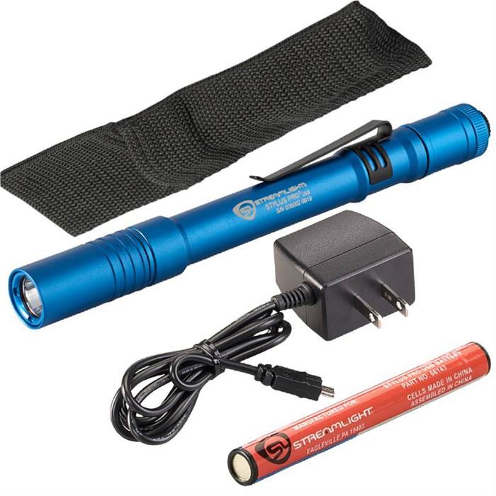 Streamlight Stylus Pro USB LED 350 Lumen Penlight with 120V AC Charge Cord - Blue