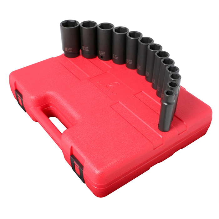 Sunex Tools SET IMPACT 1/2IN. DRIVE 13 PC DEEP SAE 6 PT