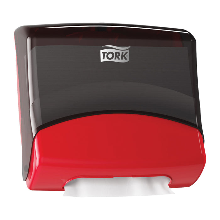 Tork 6540281 Folded Wiper/Cloth Dispenser Red, Plastic, 8.1 in Height, 15½ in Width