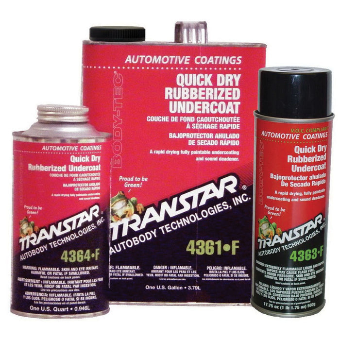 Transtar Autobody Technology 4364-F Quick Dry Rubberized Undercoat, 1 qt Can, Black