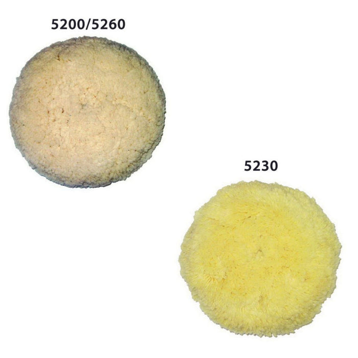 Transtar Autobody Technology 5200 Quick Grip Double Sided Buffing Pad, 8 in Dia, Wool Pad, Off-White