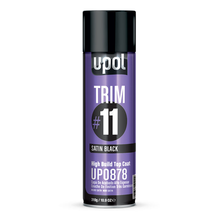 U-POL Trim #11 UP0878 High Build Top Coat, 450 mL Aerosol Can, Stain Black, 48.4 sq-ft/Unit Coverage
