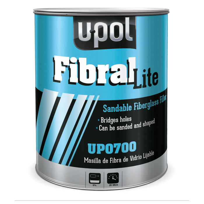 U-POL FIBRAL LITE UP0700 Lite Fiber Glass Filler, 3 L Tin, Yellow, Fibrous/Paste