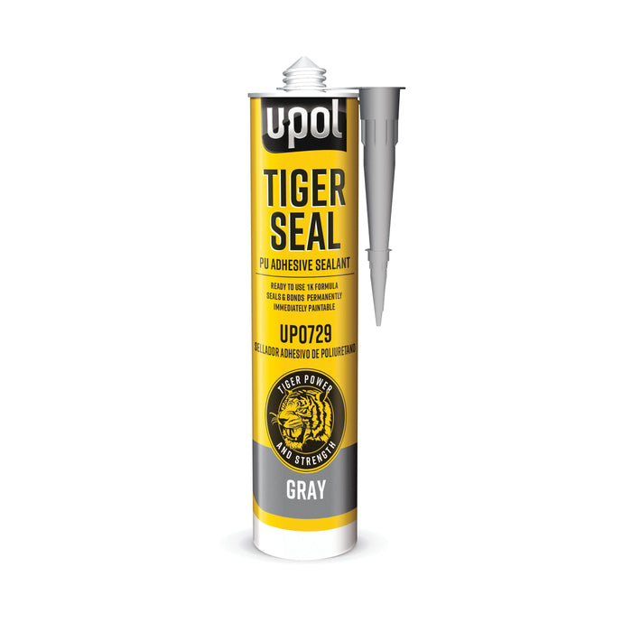 U-POL TIGER SEAL UP0729 1-Component Sealant, 310 mL Cartridge, Paste, Gray, 30 min Application, 24 h