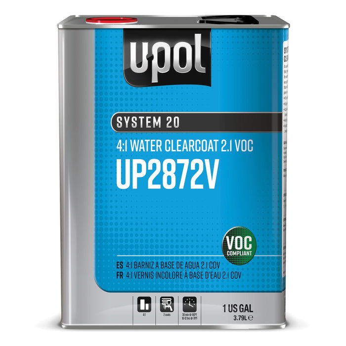 U-POL SYSTEM 20 UP2872V Water Clearcoat, 1 gal Tin, 4:1 Mixing