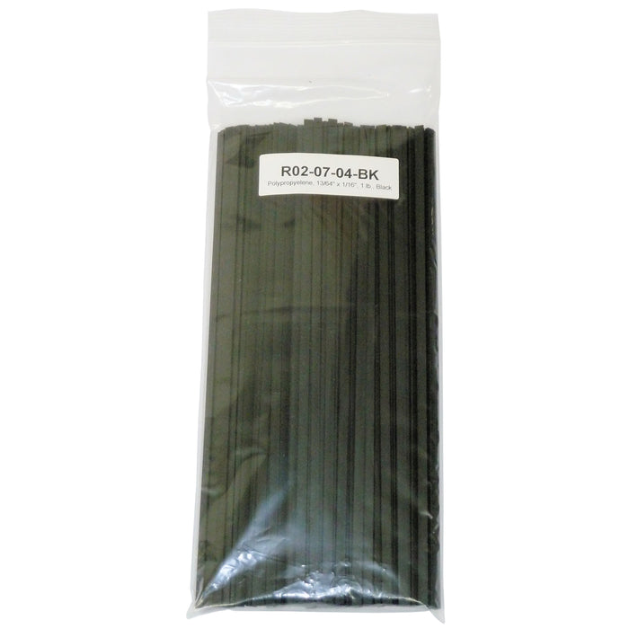 Polyvance R02-07-04-BK Welding Rod, 12 in L x 13/16 in W x 1/16 in THK, Flat, Polypropylene, Black