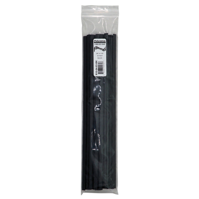 Polyvance R10-04-03-BK Welding Rod, 12 in L x 3/8 in W x 1/16 in THK, Flat, FiberFlex, Black