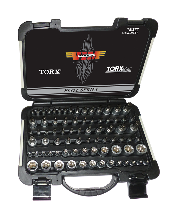 Vim Tools Master TORX Driver Set 77pc, All Torx, and Torx Plus Drivers and Sockets
