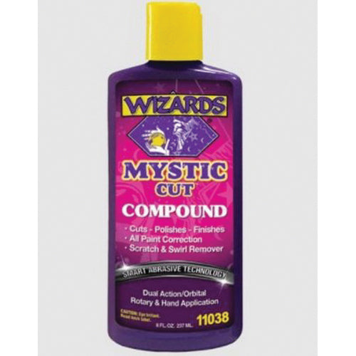 Wizards Products MYSTIC CUT 11038 Smart Abrasive Buffing Compound, 8 oz Bottle, Off-White, Liquid