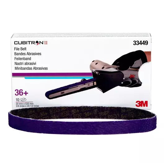 Cubitron™ II 33449 786F Series File Belt, 3/4 in W x 20-1/2 in L, 36+ Grit, Purple