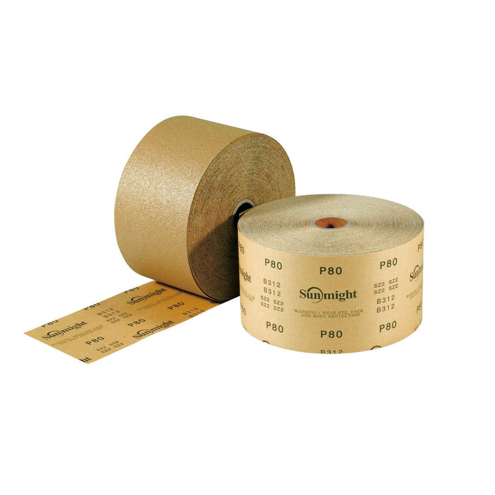 Sunmight 22208 Abrasive Sheet Roll, P120 Grit, 25 yd Length, 2-3/4 in Width, PSA Backing