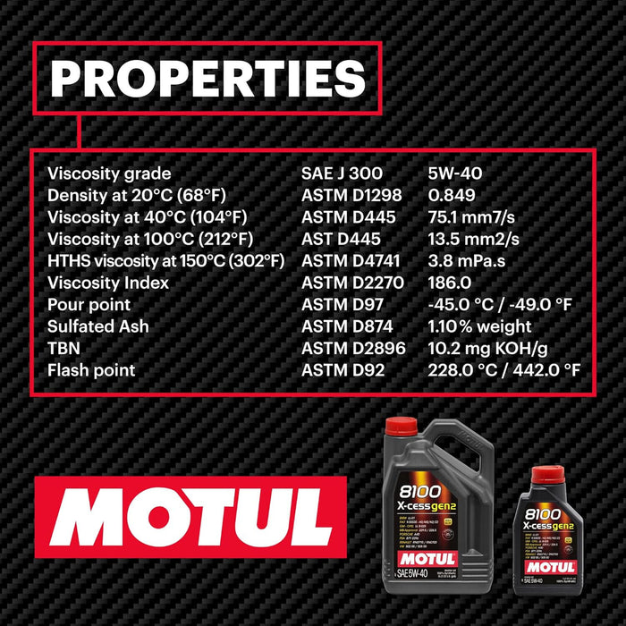 Motul Fully Synthetic Engine Motor Oil 8100 X-CESS 5W40 5L