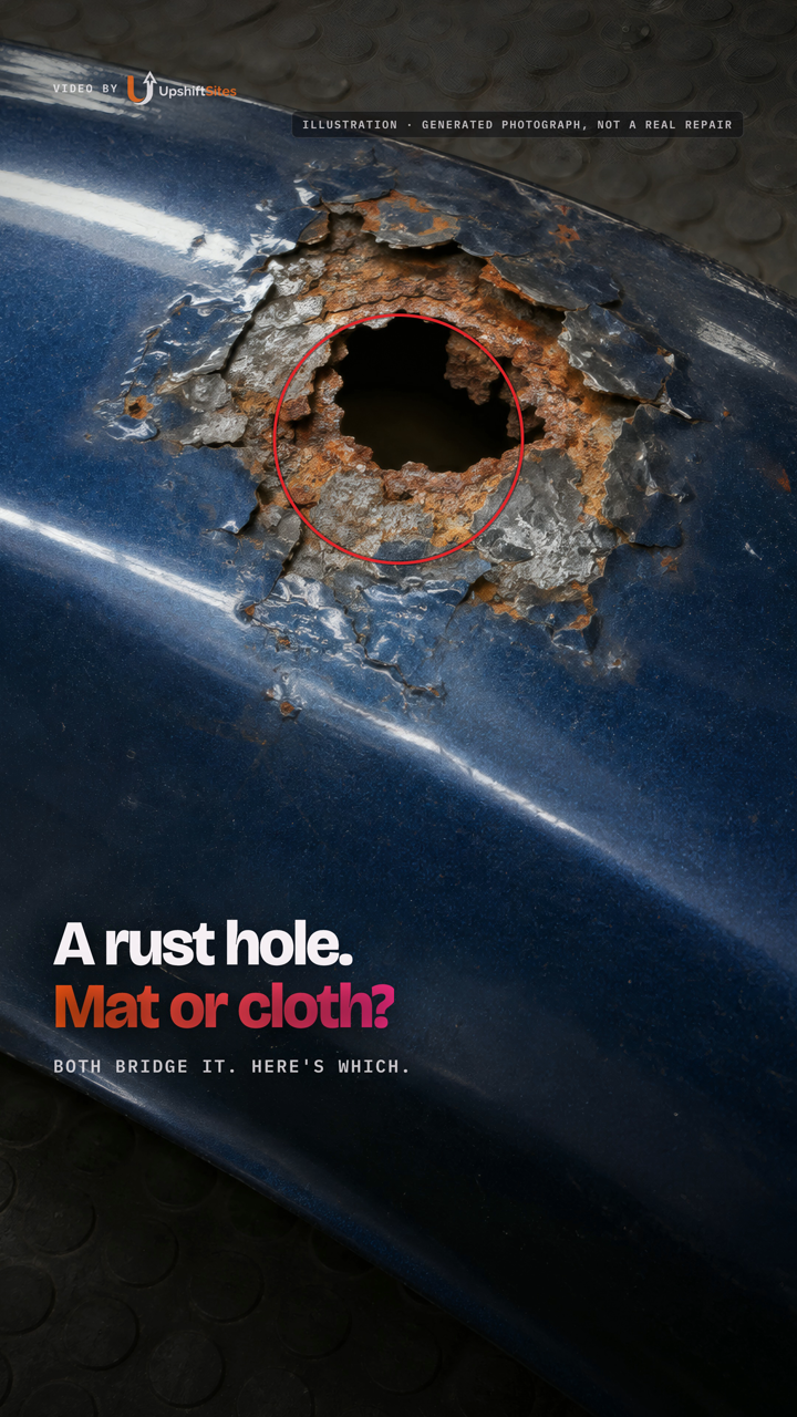 Mat or cloth over a rust hole? Fiberglass, by the makers' sheets #Shorts