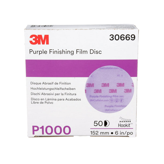 3M™ 30669 260L Series Abrasive Disc, 6 in Dia, P1000 Grit, Hook and Loop, Purple