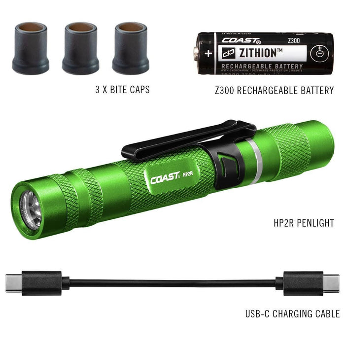 Coast Products 280 Lumen Rechargeable Penlight with Twist Focus - Green