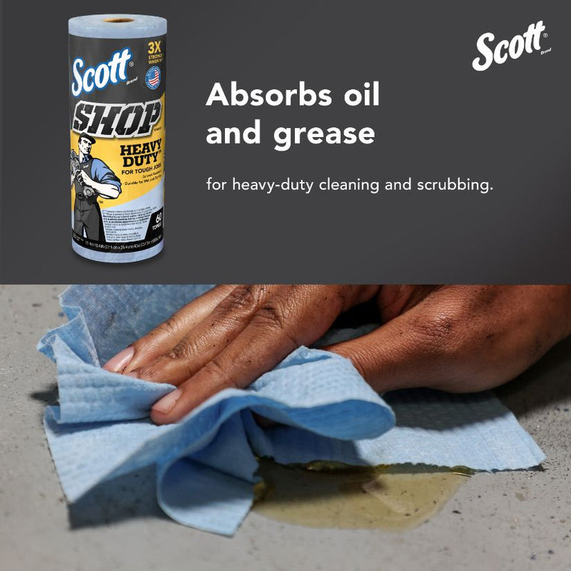 Kimberly-Clark Scott; 32992 Heavy Duty Shop Towel, 11 x 10.64 in, 60, Hydroknit, Blue, 1 Plys — view 10
