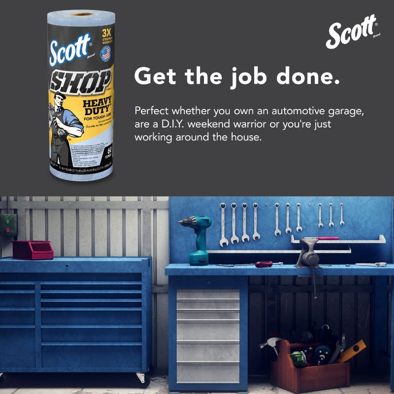 Kimberly-Clark Scott; 32992 Heavy Duty Shop Towel, 11 x 10.64 in, 60, Hydroknit, Blue, 1 Plys — view 8
