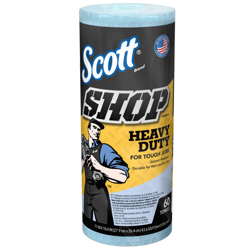 Kimberly-Clark Scott; 32992 Heavy Duty Shop Towel, 11 x 10.64 in, 60, Hydroknit, Blue, 1 Plys