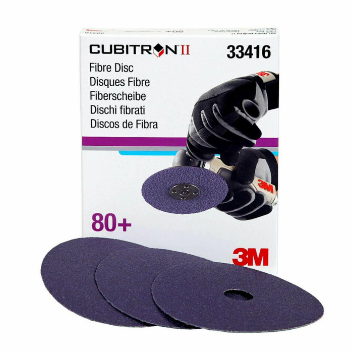 Cubitron™ II 33416 Abrasive Disc, 5 in Dia, 80+ Grit, 12000 rpm, Purple