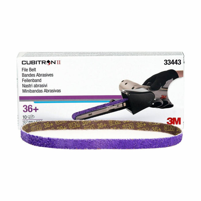 Cubitron™ II 33443 File Belt, 1/2 in W x 18 in L, 36 Grit, Purple