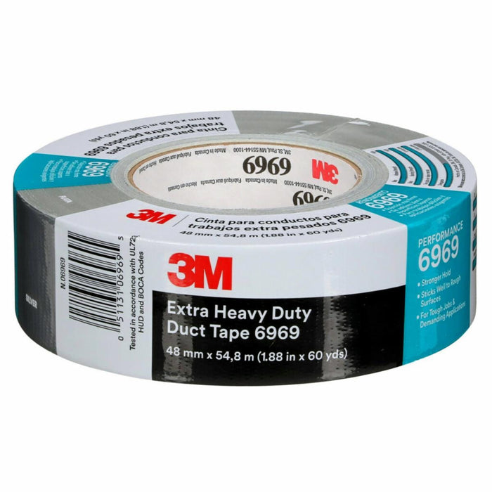 3M™ 06975 3939 Series Heavy Duty Duct Tape, 54.8 m x 48 mm, 9 mil THK, Silver