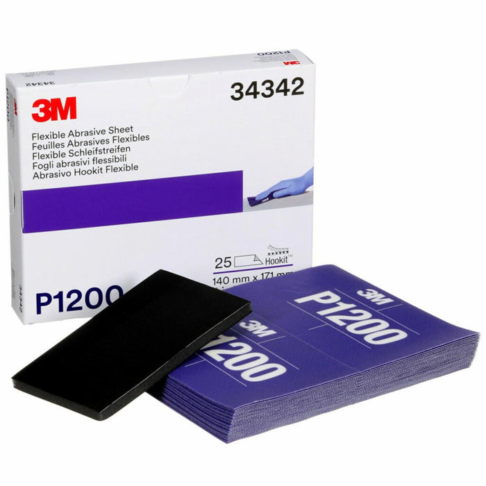 3M™ 34342 270J Series Abrasive Hand Sheet, 5-1/2 in W x 6.8 in L, P1200 Grit, Fine Grade, Purple, Wet/Dry