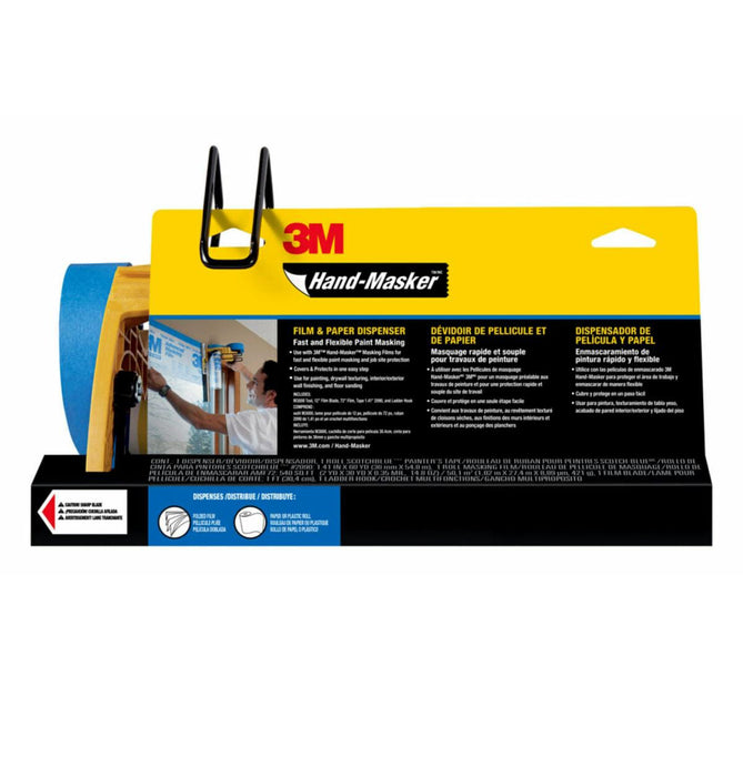 3M™ Hand-Masker™ 98770 Pre-Assembled Masking Film and Tape Kit, (1) M3000 Dispenser, (1) 12 in Film Blade