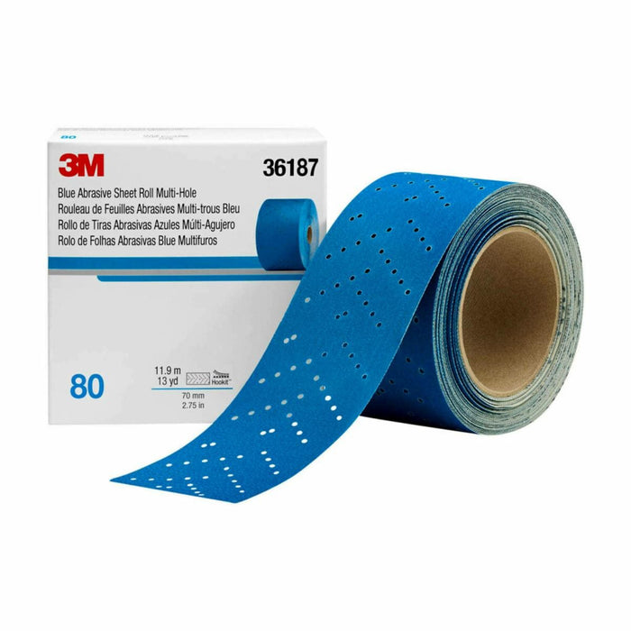 3M™ 36187 321U Series Multi-Hole Abrasive Sheet Roll, 2-3/4 in W x 13 yd L, 80 Grit