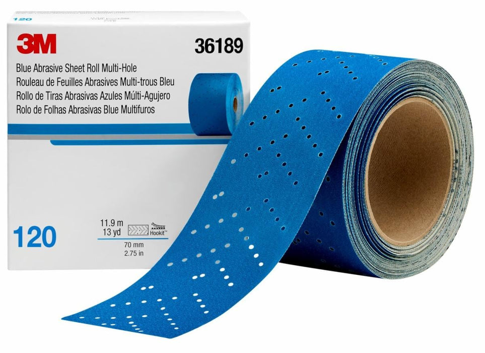 3M™ 36189 321U Series Multi-Hole Abrasive Sheet Roll, 2-3/4 in W x 13 yd L, 120 Grit