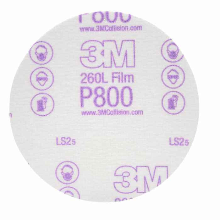 3M™ 00954 260L Series Abrasive Disc, 5 in Dia, P800 Grit, Hook and Loop, White