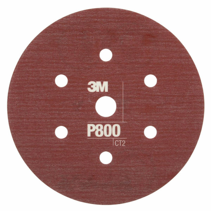 3M™ 34406 270J Series Flexible Dust Free Abrasive Disc, 6 in Dia, P800 Grit, Hook and Loop, Red