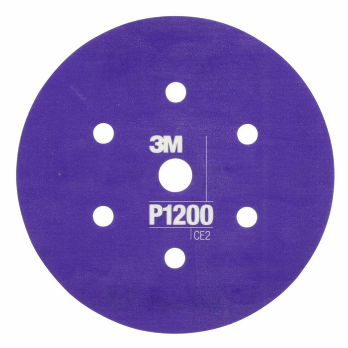 3M™ 34408 270J Series Flexible Dust Free Abrasive Disc, 6 in Dia, P1200 Grit, Hook and Loop, Purple