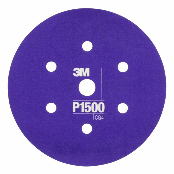 3M™ 34409 270J Series Flexible Dust Free Abrasive Disc, 6 in Dia, P1500 Grit, Hook and Loop, Purple