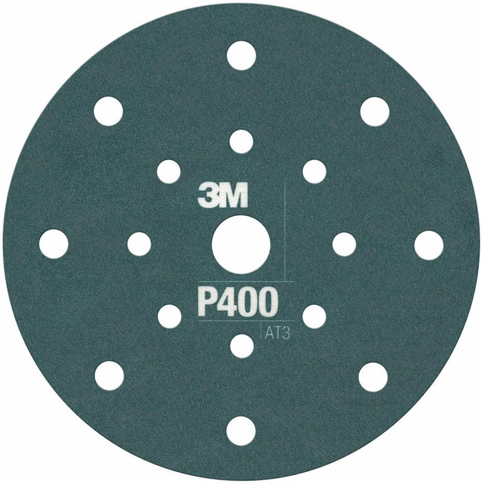 3M™ 34800 270J Series Flexible Dust Free Abrasive Disc, 6 in Dia, P400 Grit, Hook and Loop, Green