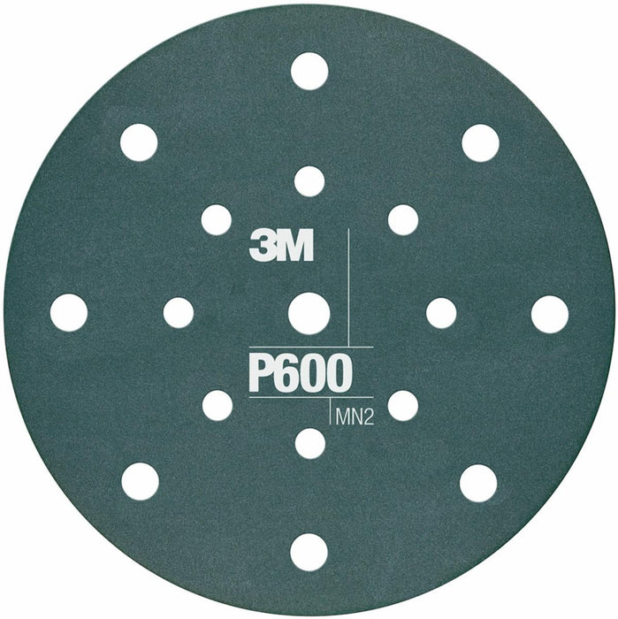 3M™ 34801 270J Series Flexible Dust Free Abrasive Disc, 6 in Dia, P600 Grit, Hook and Loop, Green