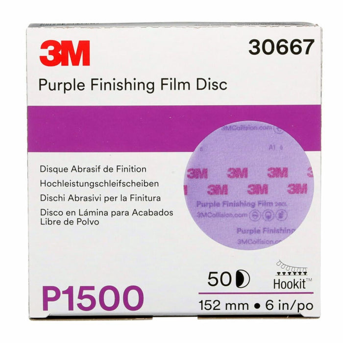 3M™ 30667 260L Series Abrasive Disc, 6 in Dia, P1500 Grit, Hook and Loop, Purple