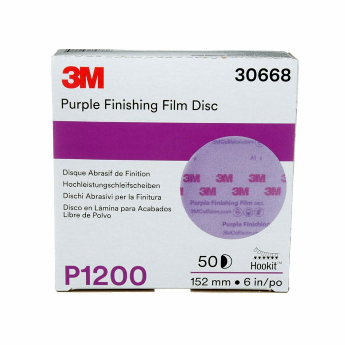 3M™ 30668 260L Series Abrasive Disc, 6 in Dia, P1200 Grit, Hook and Loop, Purple