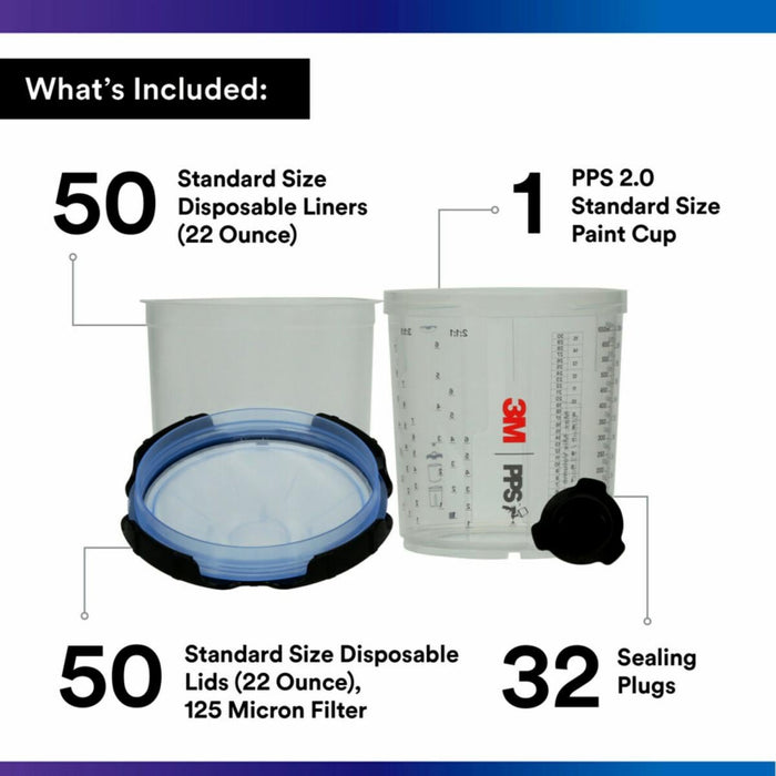 3M™ PPS™ 26301 Standard Spray Cup Liner Kit, 650 mL, Use with Liner (Y/N): Yes